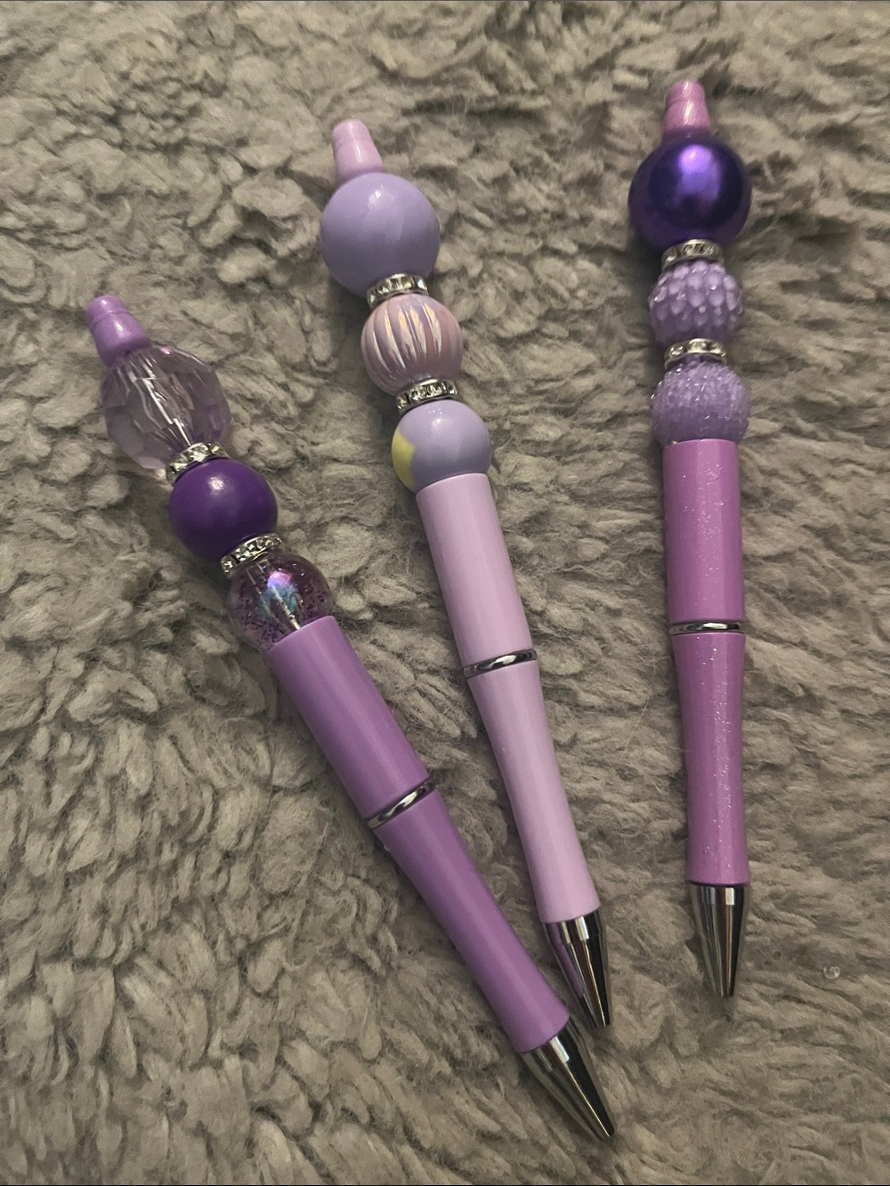 Purple Beaded Decorative Ballpoint Pen - novelty pen trio great gifts 4 all 58